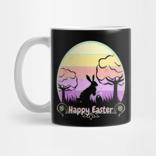 Happy Easter Bunny Badge Retro Sunset Edition Mug